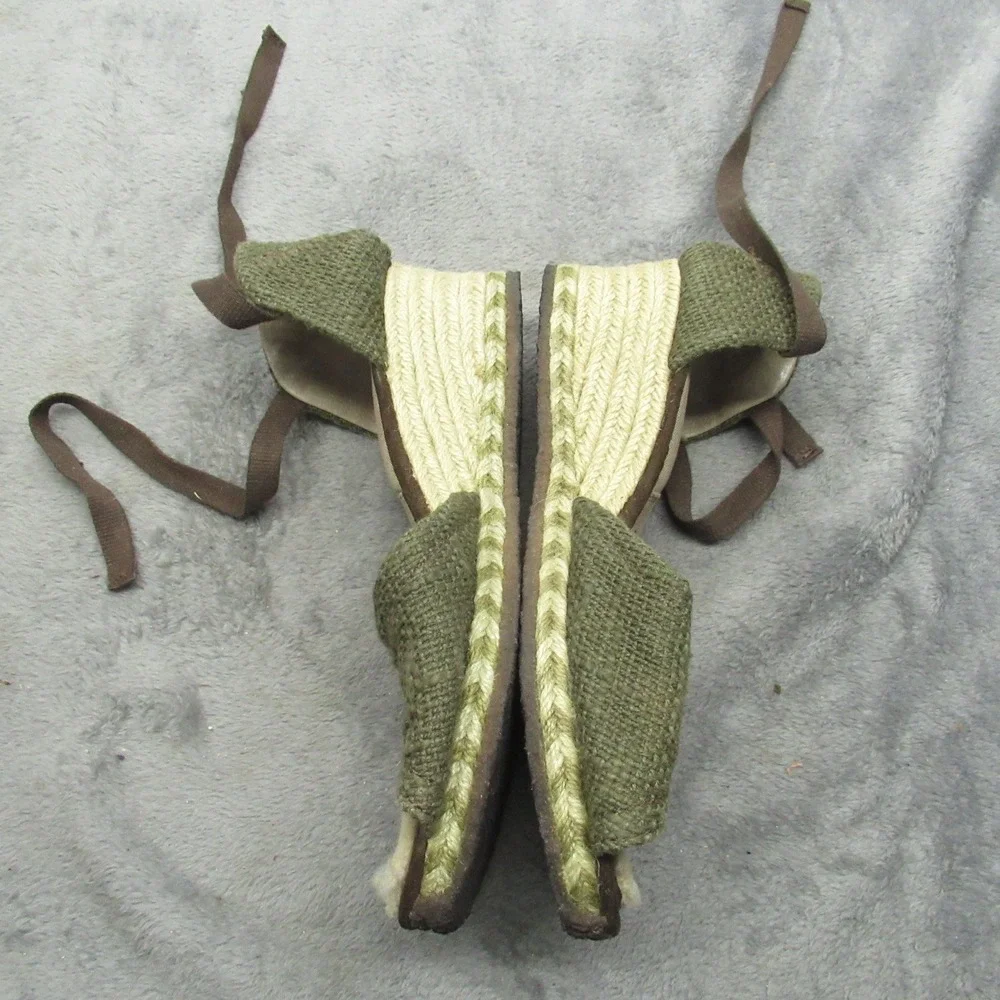 UGG Sandals Women 8 Green Sheepskin Australia Espadrille Wedge Delmar Jute Ankle